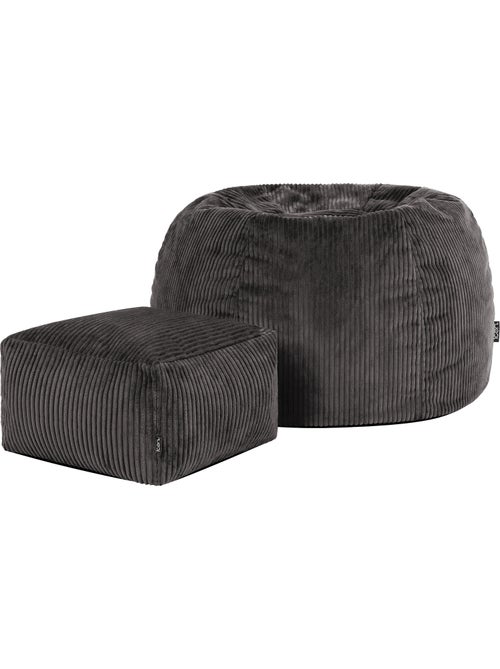 Pouf sillón clásico kingston con reposapiés cuadrado amara de pana - icon - Kiabi