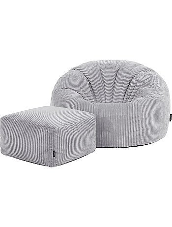 Pouf sillón clásico kingston con reposapiés cuadrado amara de pana - icon