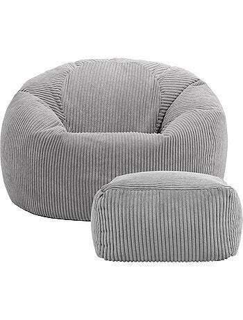 Pouf sillón clásico kingston con reposapiés cuadrado amara de pana - icon