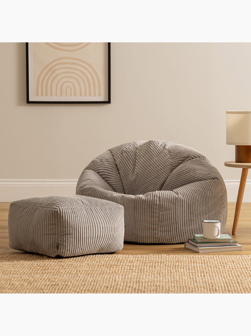 Pouf sillón clásico kingston con reposapiés cuadrado amara de pana - icon Gris claro - Kiabi