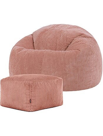 Pouf sillón clásico kingston con reposapiés cuadrado amara de pana - icon