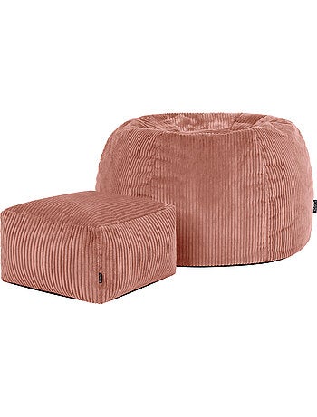 Pouf sillón clásico kingston con reposapiés cuadrado amara de pana - icon