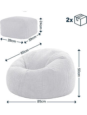 Pouf sillón clásico kingston con reposapiés cuadrado amara de pana - icon