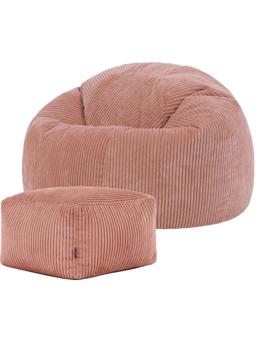 Pouf sillón clásico kingston con reposapiés cuadrado amara de pana - icon - Kiabi