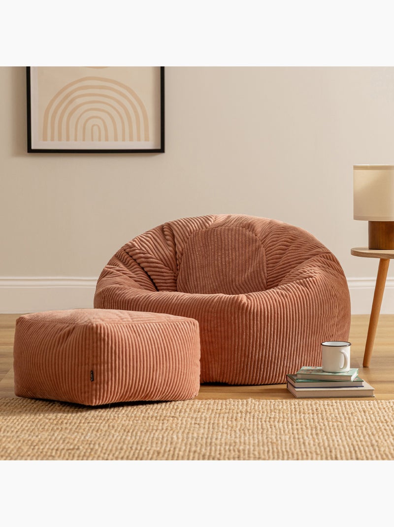 Pouf sillón clásico kingston con reposapiés cuadrado amara de pana - icon Rosa claro - Kiabi
