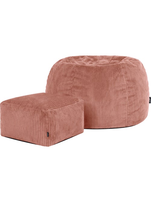 Pouf sillón clásico kingston con reposapiés cuadrado amara de pana - icon - Kiabi