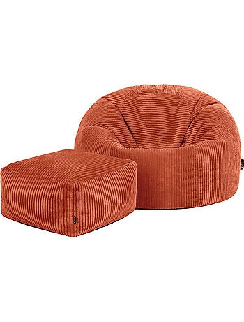 Pouf sillón clásico kingston con reposapiés cuadrado amara de pana - icon