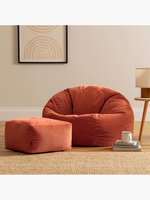 Pouf sillón clásico kingston con reposapiés cuadrado amara de pana - icon - Kiabi