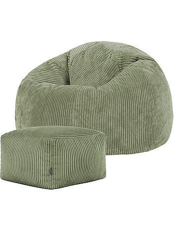 Pouf sillón clásico kingston con reposapiés cuadrado amara de pana - icon