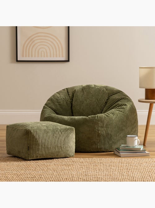Pouf sillón clásico kingston con reposapiés cuadrado amara de pana - icon - Kiabi