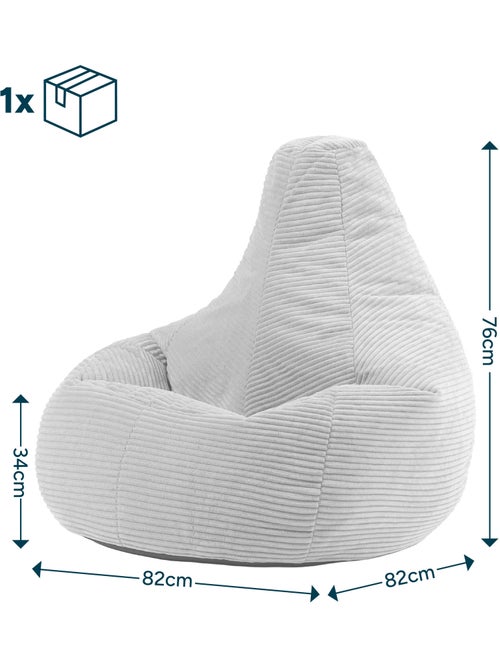 Pouf sillón dalton con respaldo alto de pana - icon - Kiabi