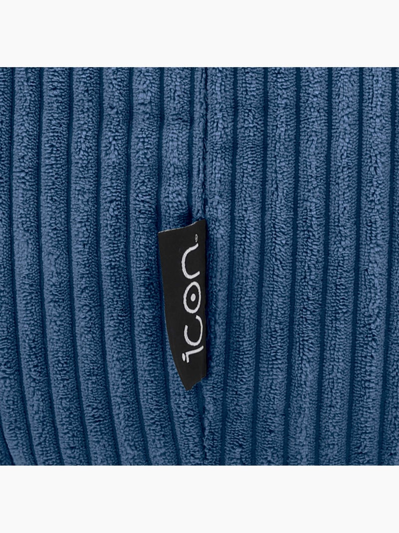 Pouf sillón dalton con respaldo alto y reposapiés cuadrado de pana - icon Azul vaquero - Kiabi