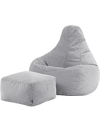 Pouf sillón dalton con respaldo alto y reposapiés cuadrado de pana - icon