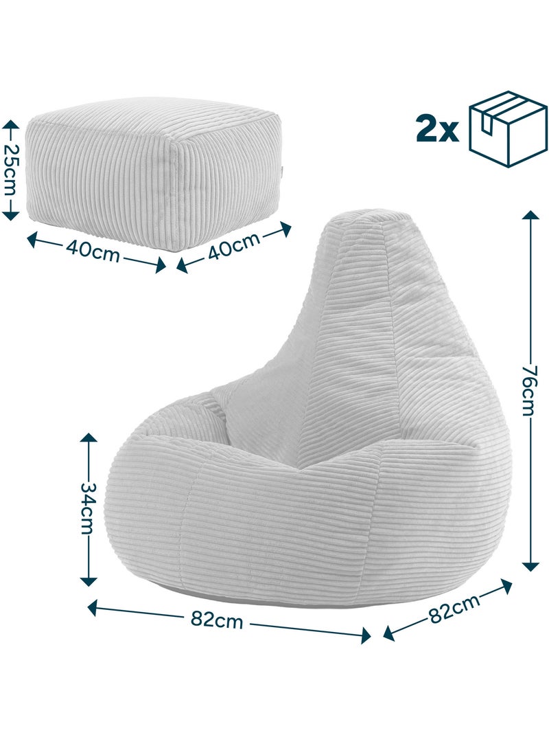 Pouf sillón dalton con respaldo alto y reposapiés cuadrado de pana - icon Terracota - Kiabi