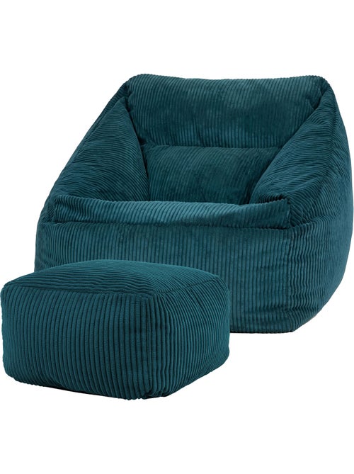 Pouf sillón de salón natalia con reposapiés cuadrado amara de pana - icon - Kiabi