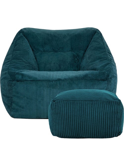 Pouf sillón de salón natalia con reposapiés cuadrado amara de pana - icon - Kiabi