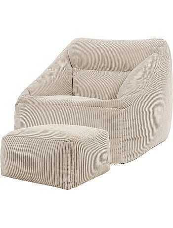 Pouf sillón de salón natalia con reposapiés cuadrado amara de pana - icon