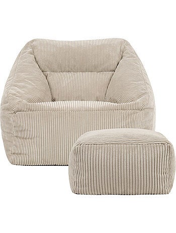 Pouf sillón de salón natalia con reposapiés cuadrado amara de pana - icon