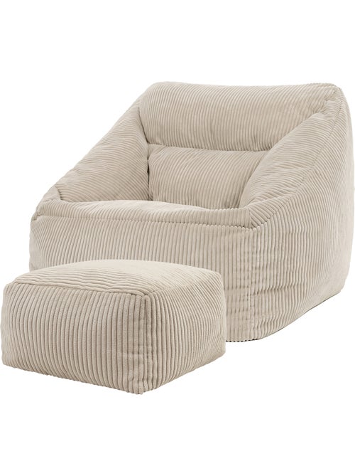 Pouf sillón de salón natalia con reposapiés cuadrado amara de pana - icon - Kiabi