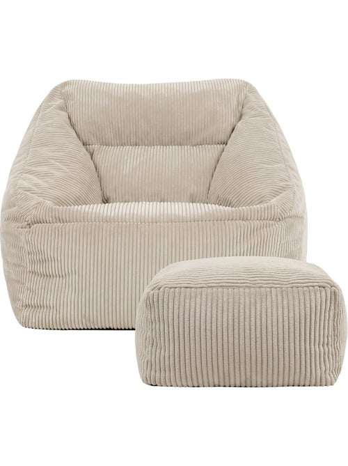 Pouf sillón de salón natalia con reposapiés cuadrado amara de pana - icon - Kiabi