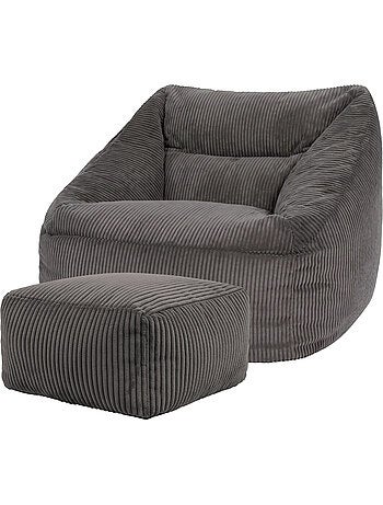 Pouf sillón de salón natalia con reposapiés cuadrado amara de pana - icon
