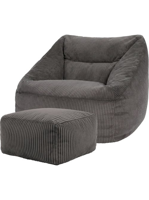 Pouf sillón de salón natalia con reposapiés cuadrado amara de pana - icon - Kiabi