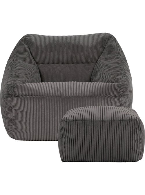Pouf sillón de salón natalia con reposapiés cuadrado amara de pana - icon - Kiabi