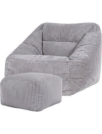 Pouf sillón de salón natalia con reposapiés cuadrado amara de pana - icon
