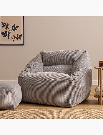 Pouf sillón de salón natalia con reposapiés cuadrado amara de pana - icon