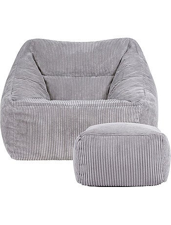 Pouf sillón de salón natalia con reposapiés cuadrado amara de pana - icon