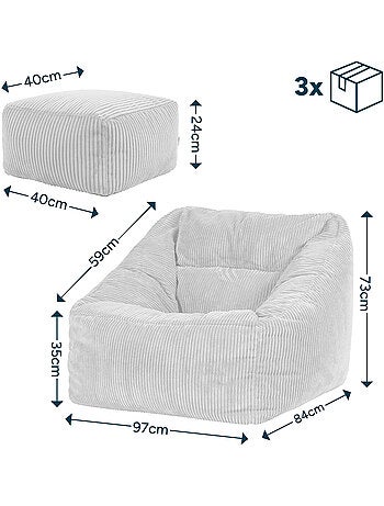 Pouf sillón de salón natalia con reposapiés cuadrado amara de pana - icon