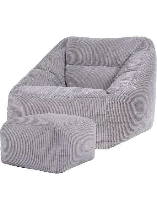 Pouf sillón de salón natalia con reposapiés cuadrado amara de pana - icon - Kiabi