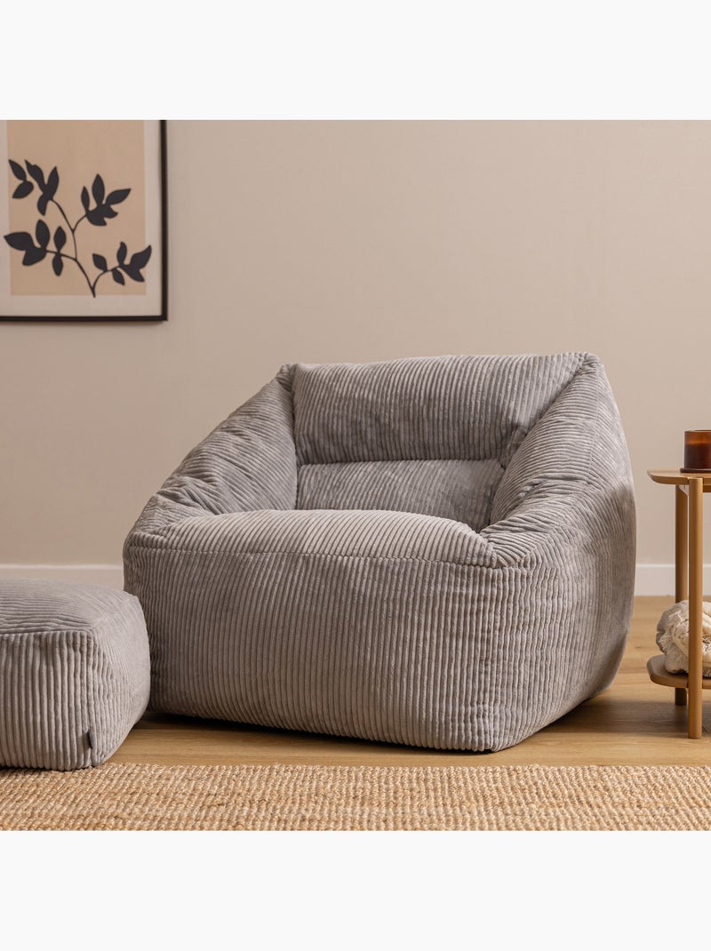 Pouf sillón de salón natalia con reposapiés cuadrado amara de pana - icon Gris claro - Kiabi