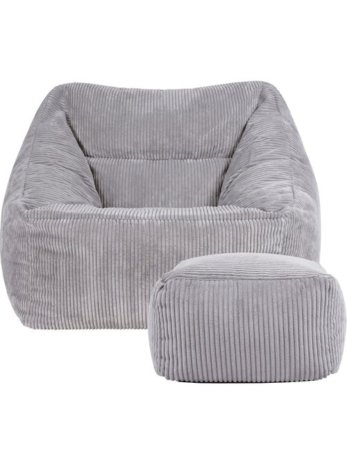 Pouf sillón de salón natalia con reposapiés cuadrado amara de pana - icon - Kiabi