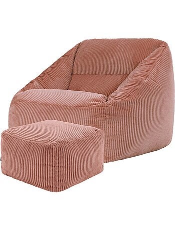 Pouf sillón de salón natalia con reposapiés cuadrado amara de pana - icon