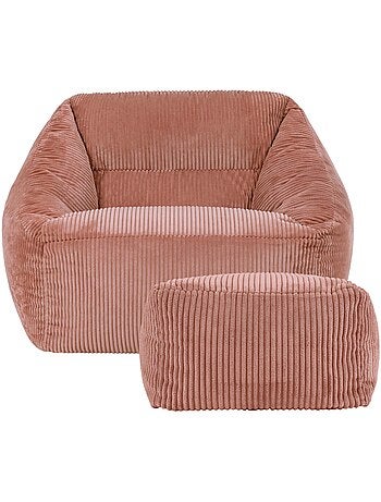 Pouf sillón de salón natalia con reposapiés cuadrado amara de pana - icon