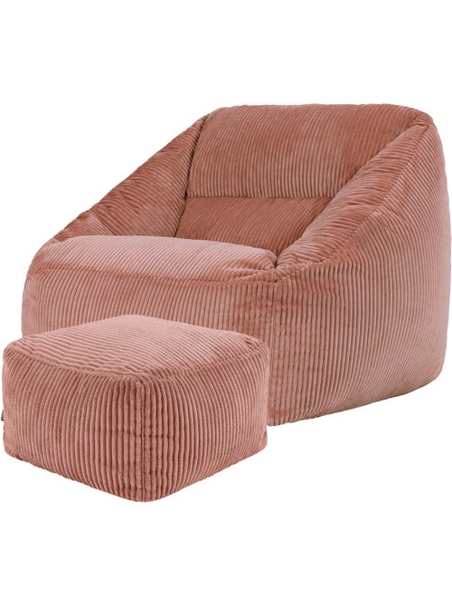 Pouf sillón de salón natalia con reposapiés cuadrado amara de pana - icon - Kiabi