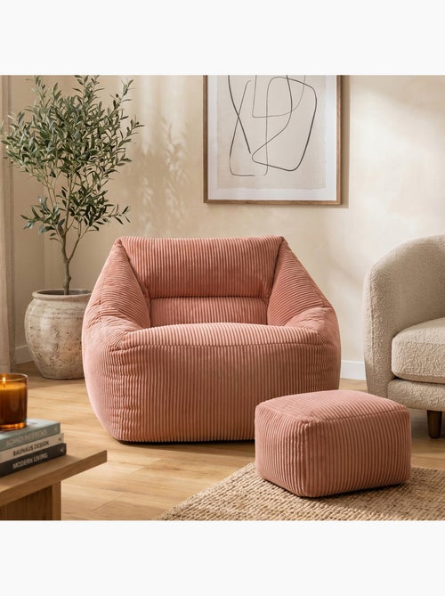 Pouf sillón de salón natalia con reposapiés cuadrado amara de pana - icon - Kiabi
