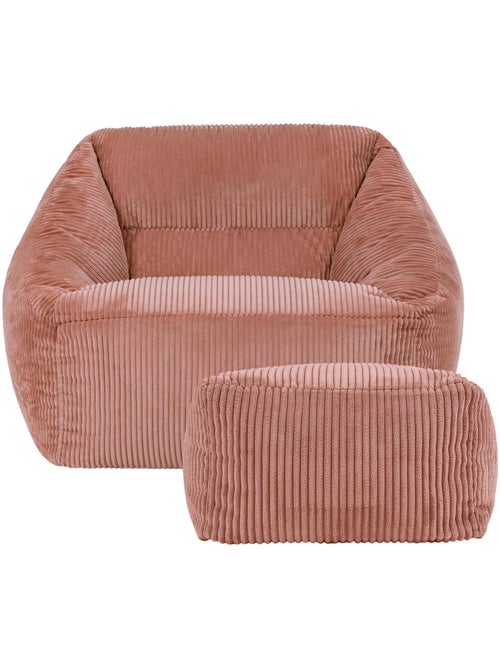 Pouf sillón de salón natalia con reposapiés cuadrado amara de pana - icon - Kiabi