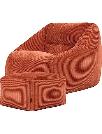 Pouf sillón de salón natalia con reposapiés cuadrado amara de pana - icon