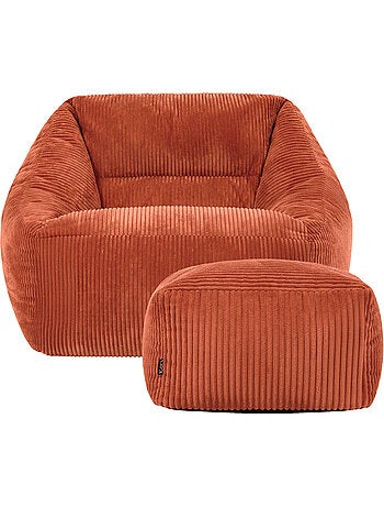 Pouf sillón de salón natalia con reposapiés cuadrado amara de pana - icon