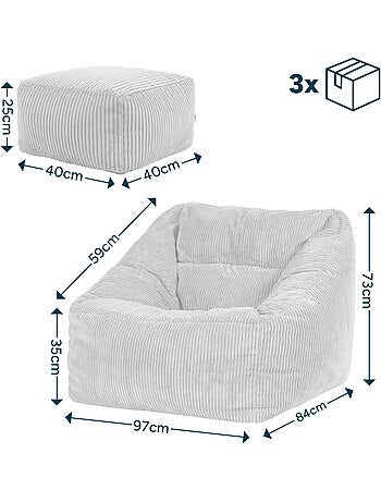 Pouf sillón de salón natalia con reposapiés cuadrado amara de pana - icon