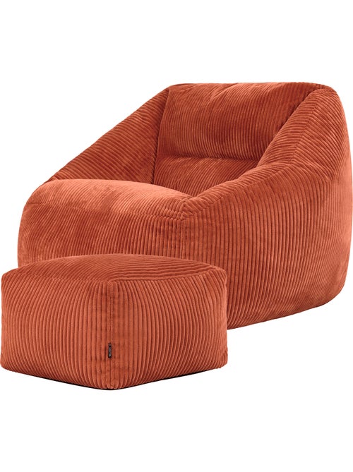 Pouf sillón de salón natalia con reposapiés cuadrado amara de pana - icon - Kiabi