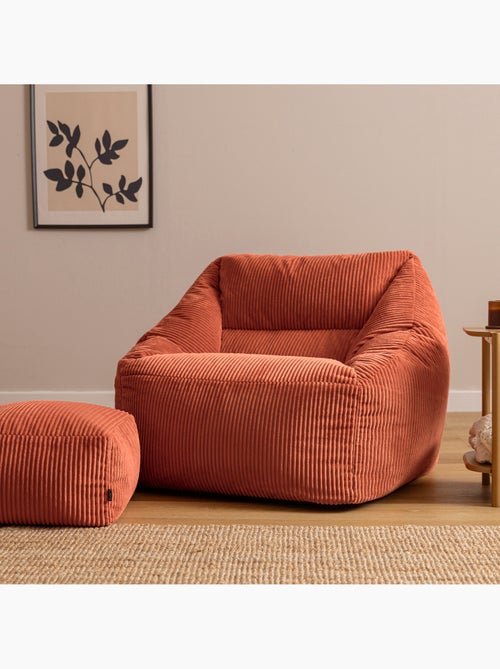 Pouf sillón de salón natalia con reposapiés cuadrado amara de pana - icon - Kiabi