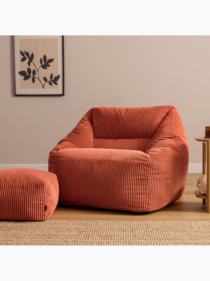 Pouf sillón de salón natalia con reposapiés cuadrado amara de pana - icon Terracota - Kiabi