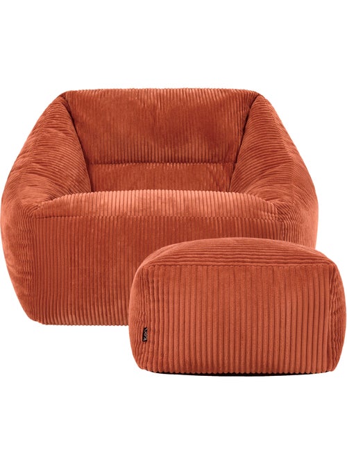 Pouf sillón de salón natalia con reposapiés cuadrado amara de pana - icon - Kiabi