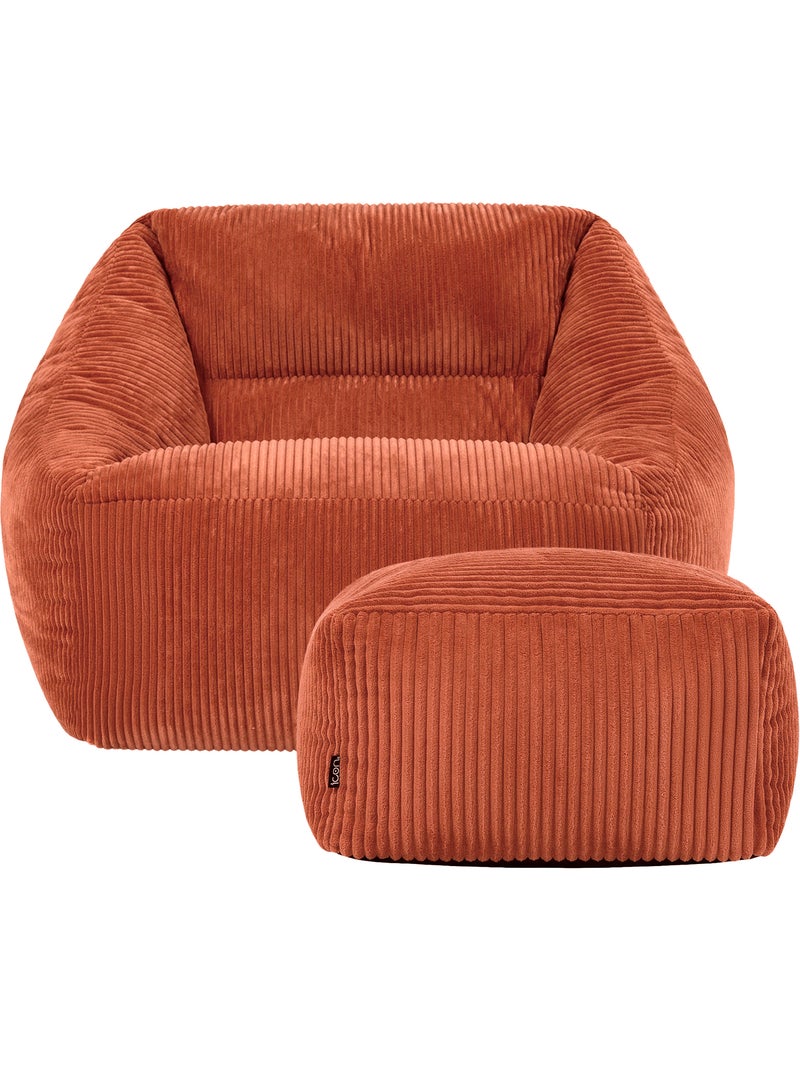 Pouf sillón de salón natalia con reposapiés cuadrado amara de pana - icon Terracota - Kiabi