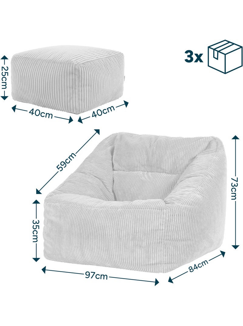 Pouf sillón de salón natalia con reposapiés cuadrado amara de pana - icon Terracota - Kiabi