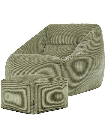 Pouf sillón de salón natalia con reposapiés cuadrado amara de pana - icon
