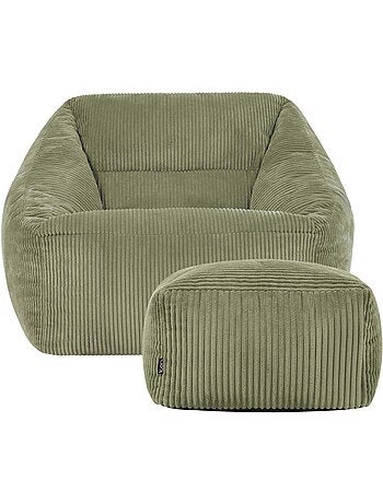 Pouf sillón de salón natalia con reposapiés cuadrado amara de pana - icon